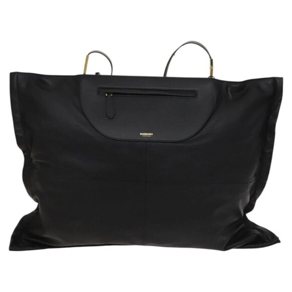 BURBERRY Shoulder Bag Leather Black Gold Auth - Picture 12 of 16